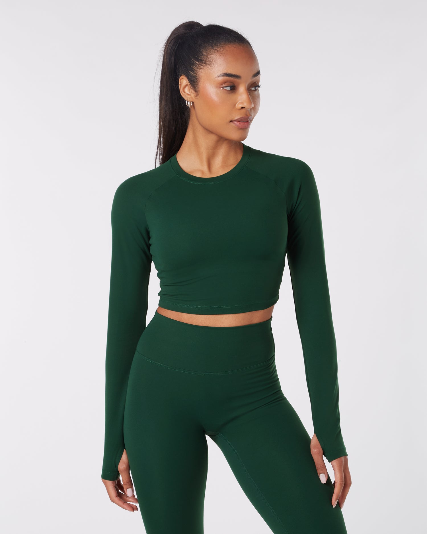 Long Sleeve Crop Top - Jungle Green