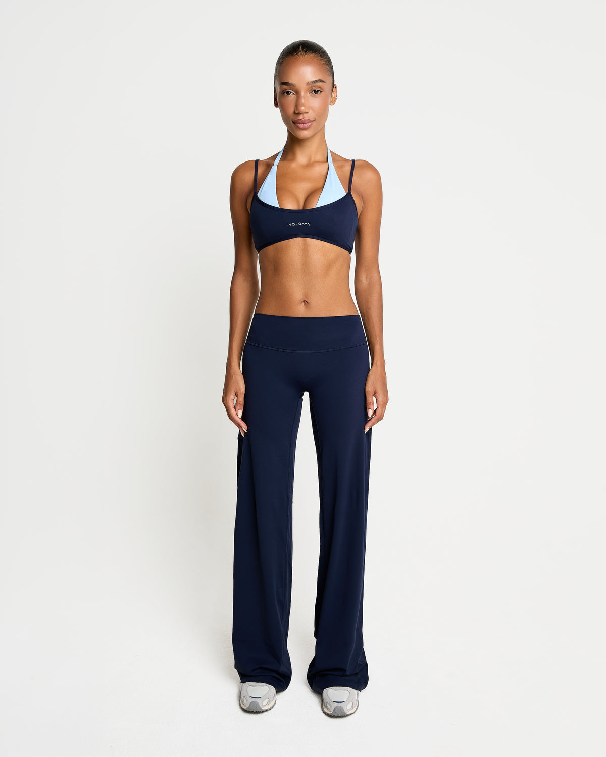 Layered Halter Bra - Navy Blue / Sky Blue