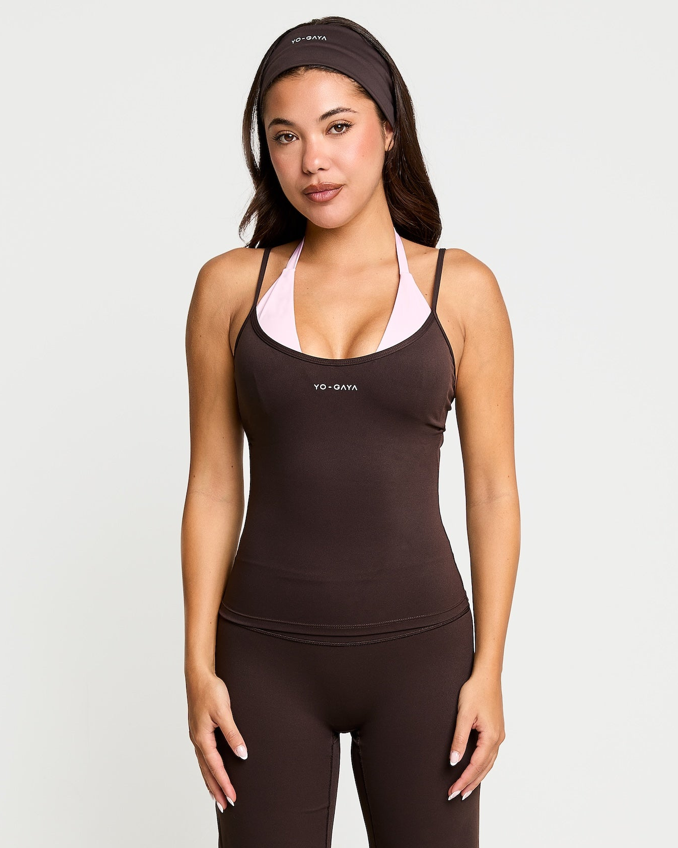 【yo BIOTOP】cashmere halter bare top Layered Halter Top - Coffee Bean / Blossom Pink – YO-GAYA