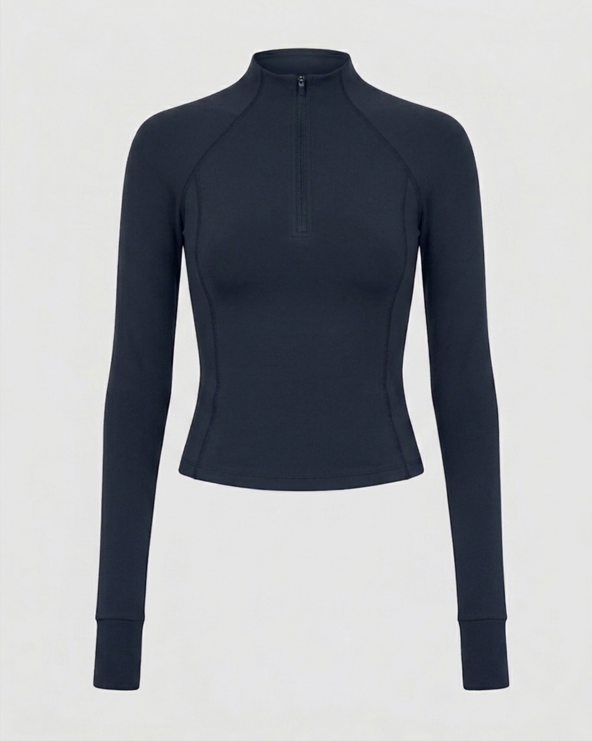 Quarter Zip Long Sleeve Top - Deep Ocean Blue
