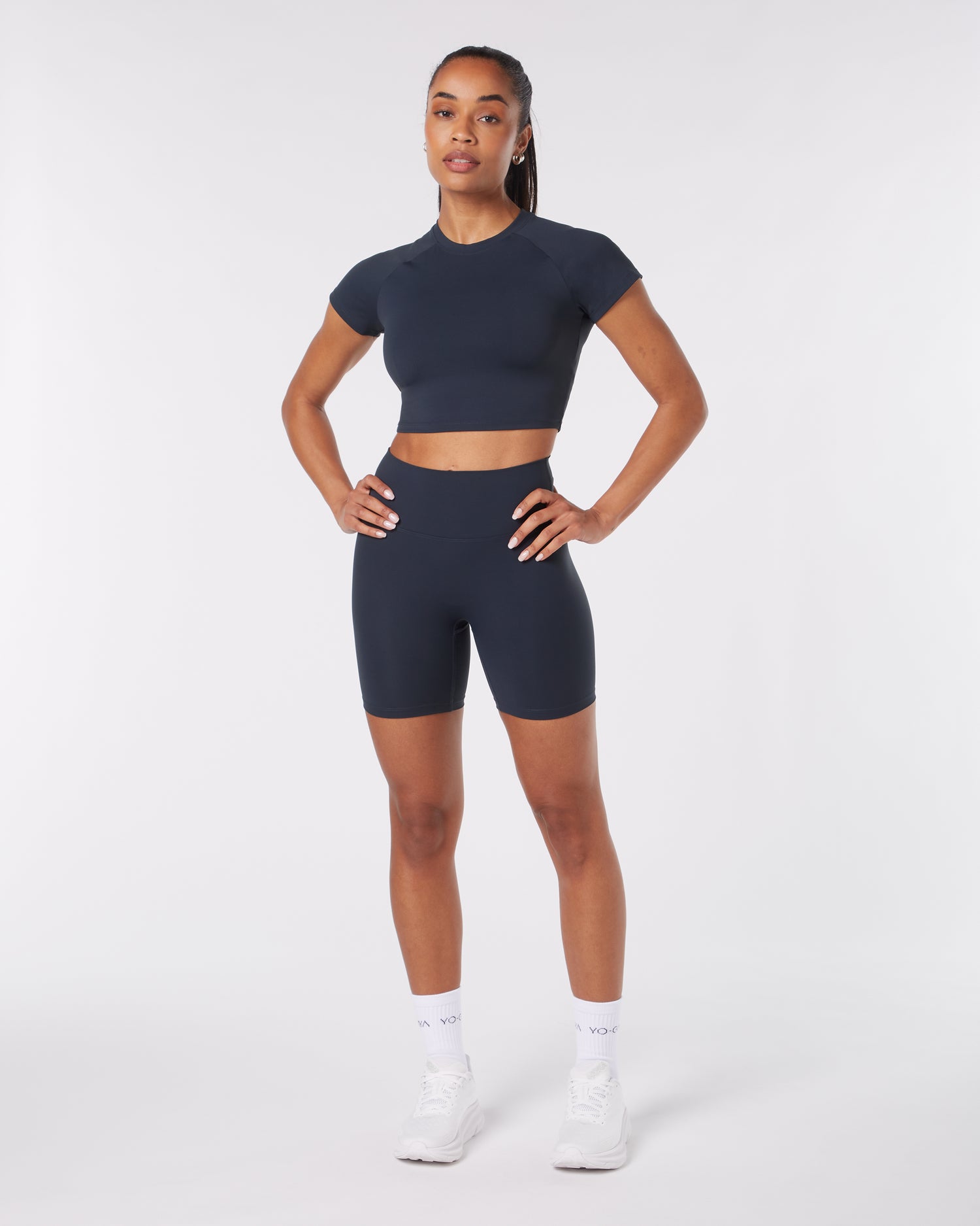 Short Sleeve Crop Top - Deep Ocean Blue