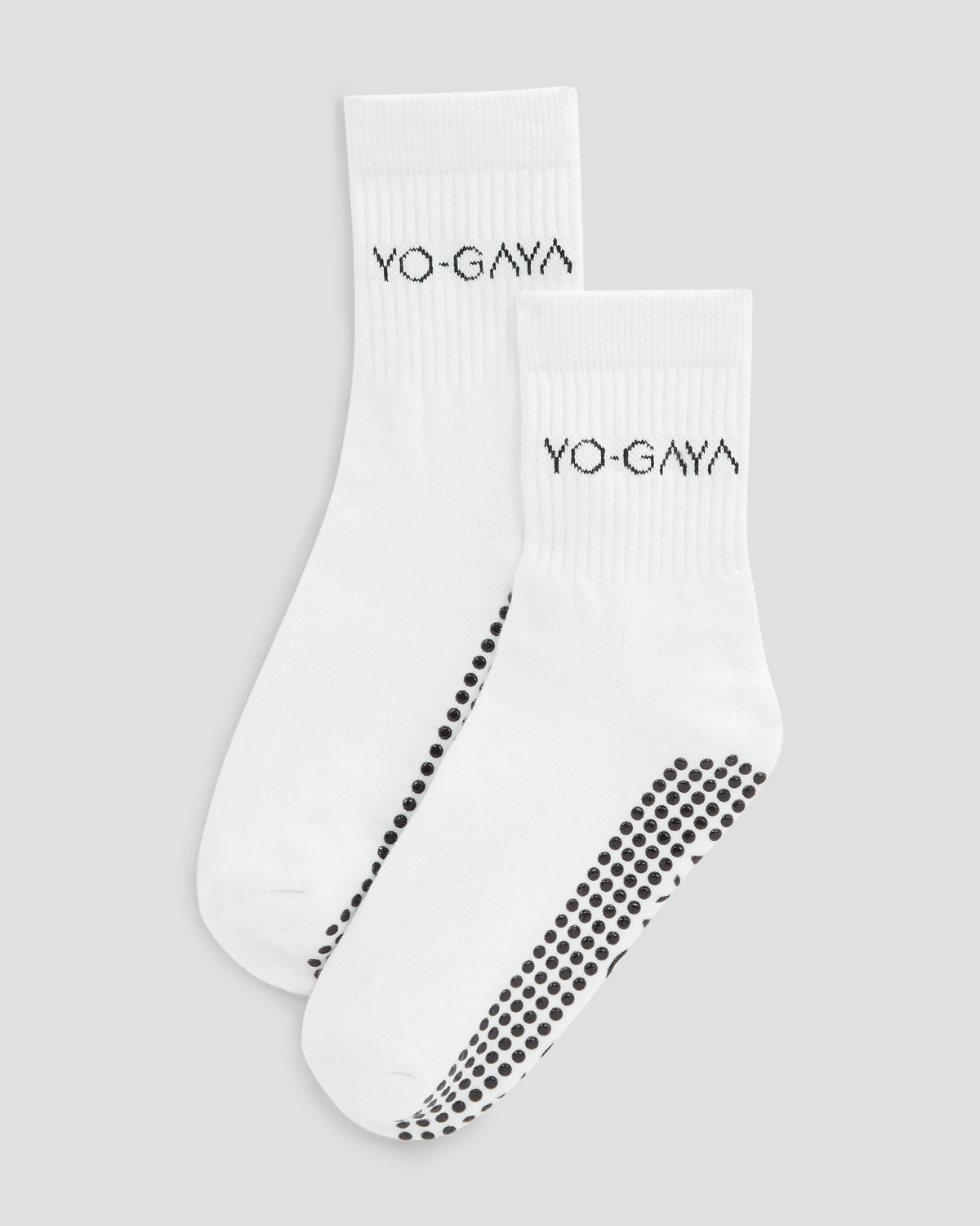 YO-GAYA Organic Cotton Pilates Socks – White – Crew Fit