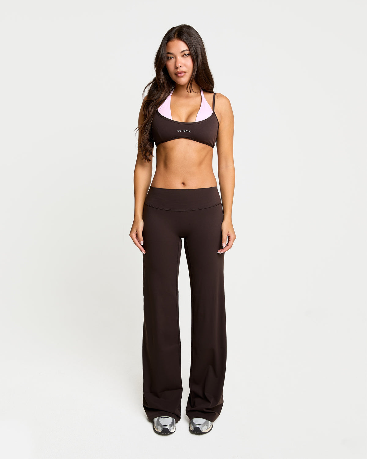 Layered Halter Bra - Coffee Bean / Blossom Pink
