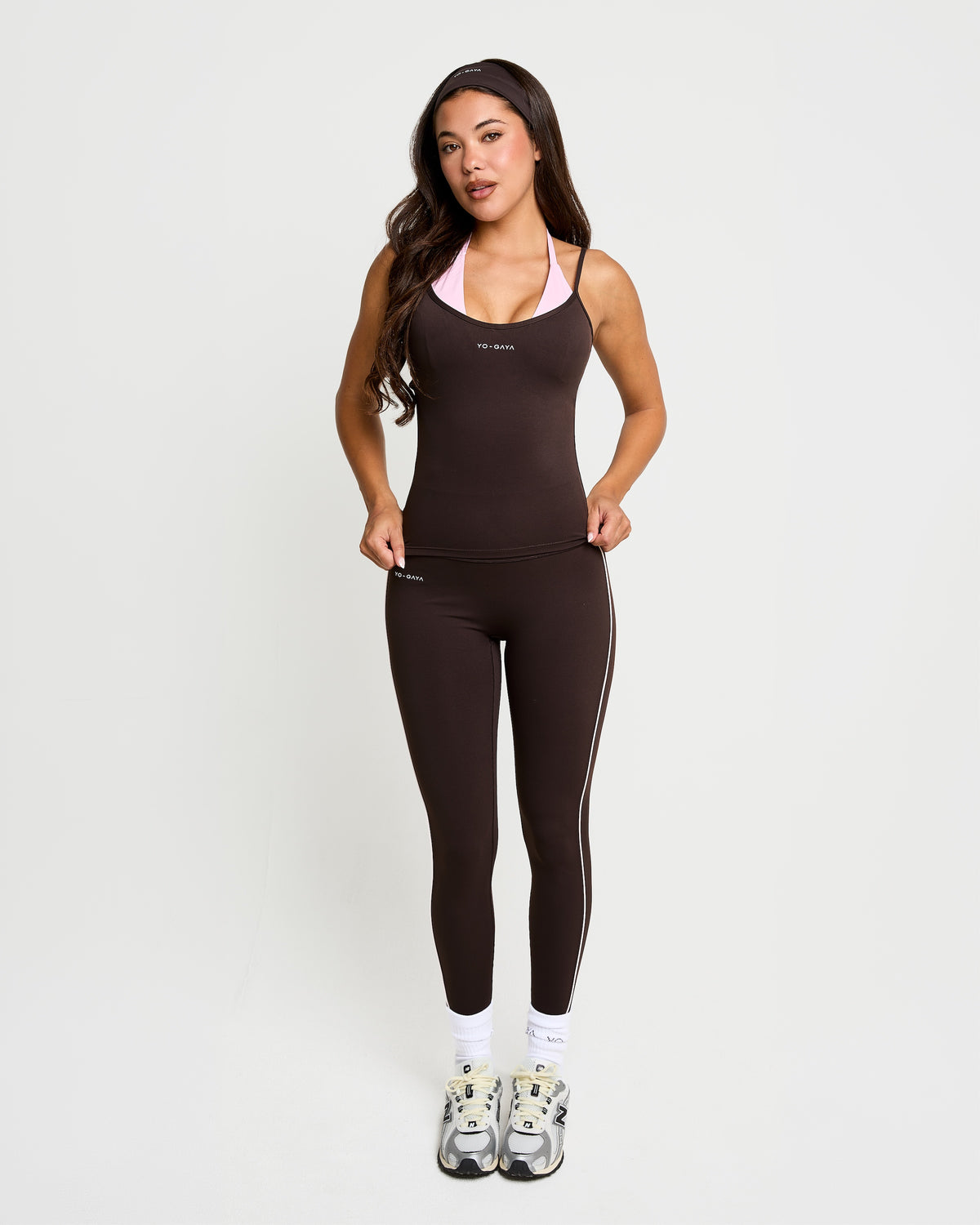 Stripe Sculpt Legging - Coffee Bean