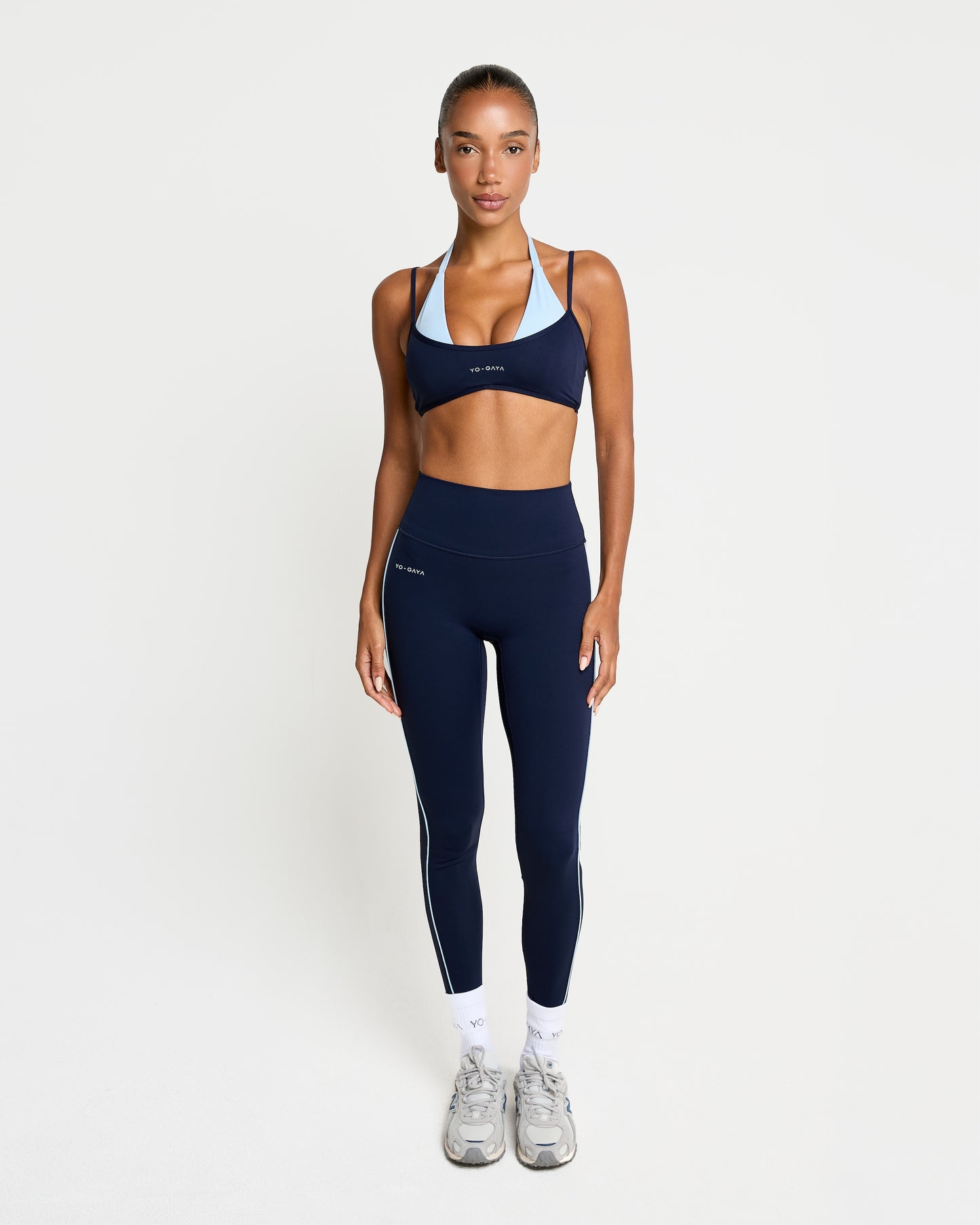 Layered Halter Bra - Navy Blue / Sky Blue