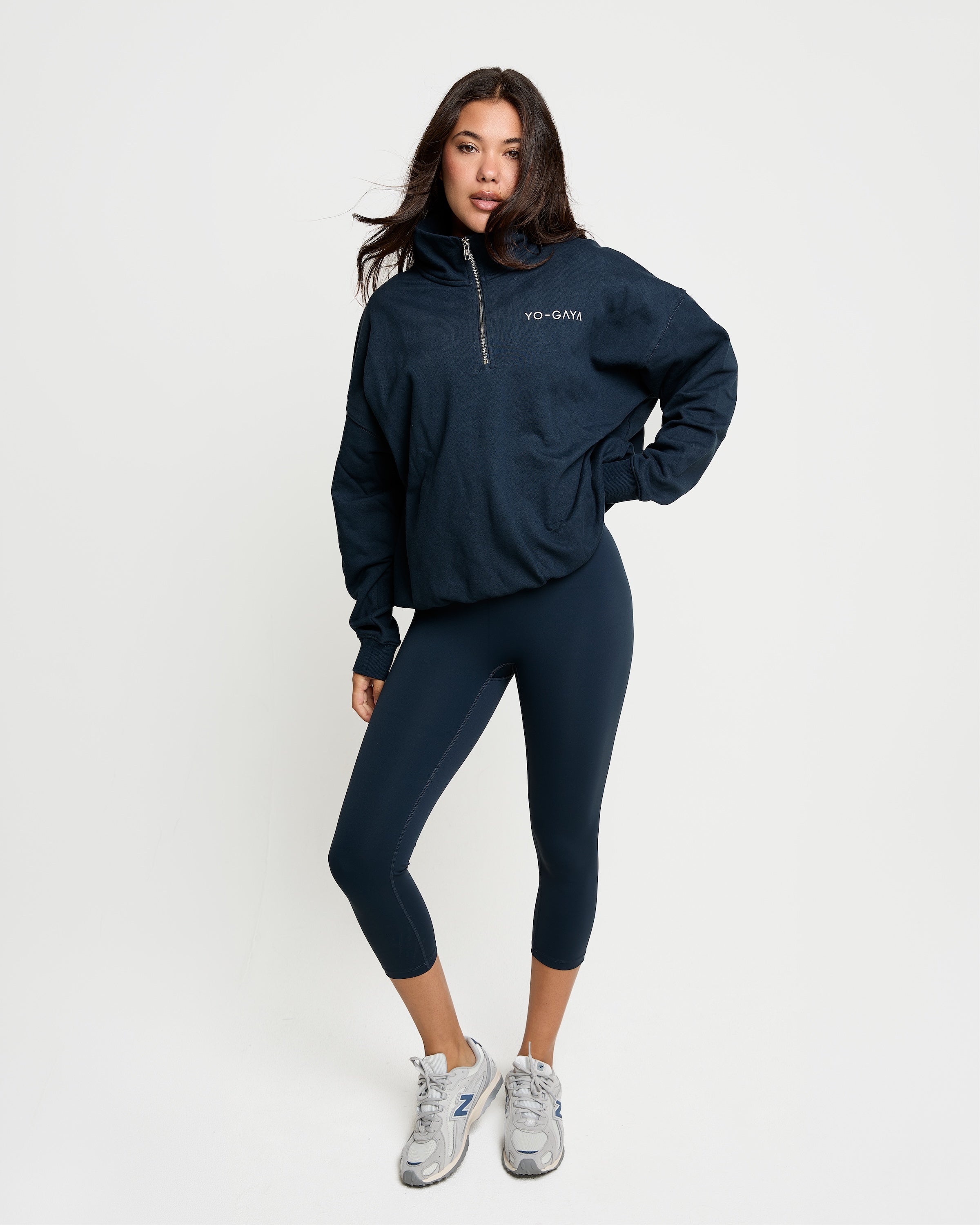 YO-GAYA Quarter Zip Pullover – Oversized Fit – Deep Ocean Blue