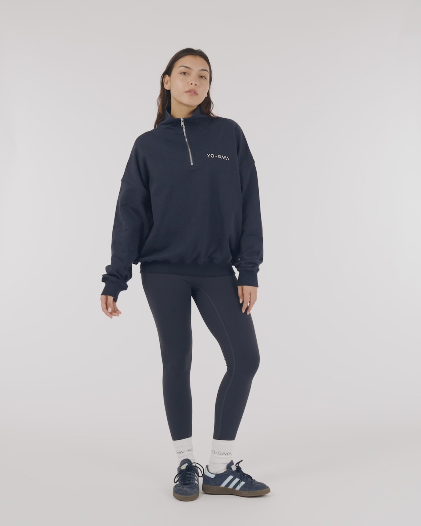 YO-GAYA Quarter Zip Pullover – Oversized Fit – Deep Ocean Blue